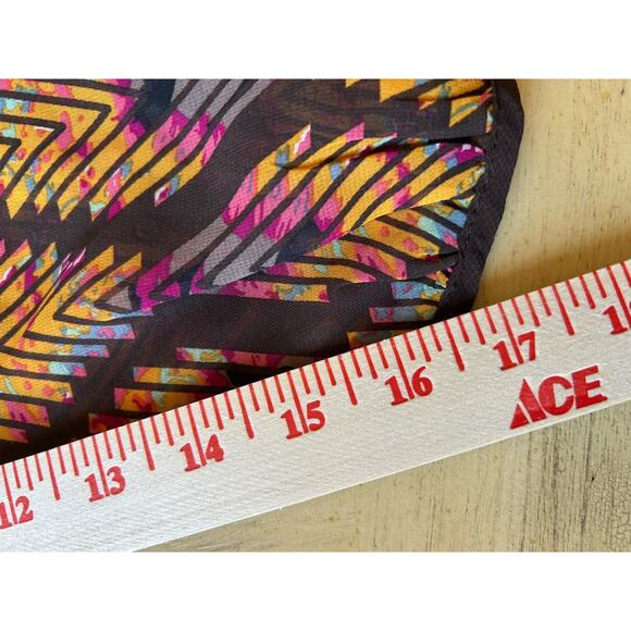 Blu Pepper By Anthropologie Blouse Women L Sheer Fairycore Boho Aztec Sheer 80s - Picture 14 of 15